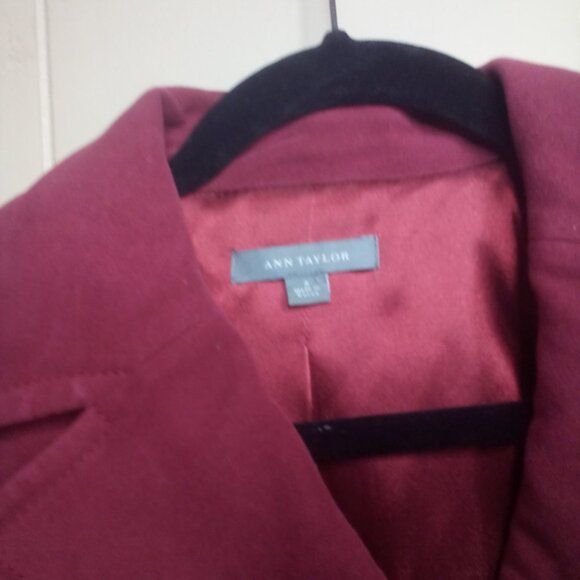 Ann Taylor Blazer Jacket 2 Long Sleeve Button Up Soft  Burgundy Pink Red - Picture 6 of 13